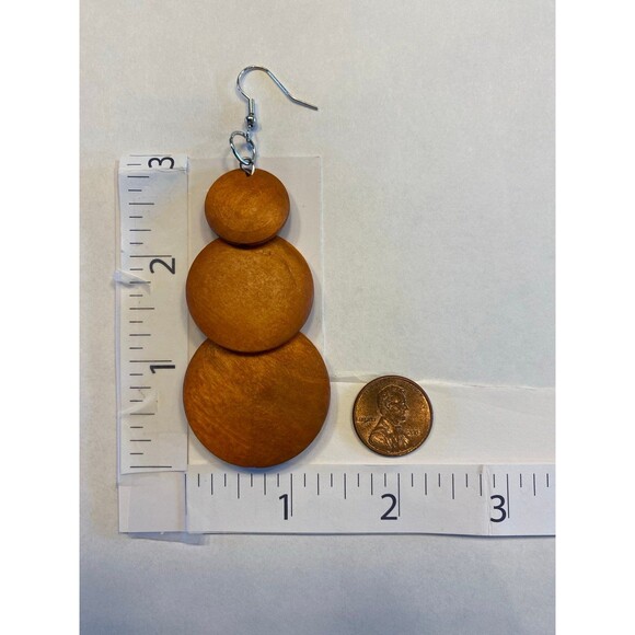 Earrings Brown  Dangle Teardrop
Wooden Boho Modern Round Hippie
Statement NEW - Picture 3 of 4
